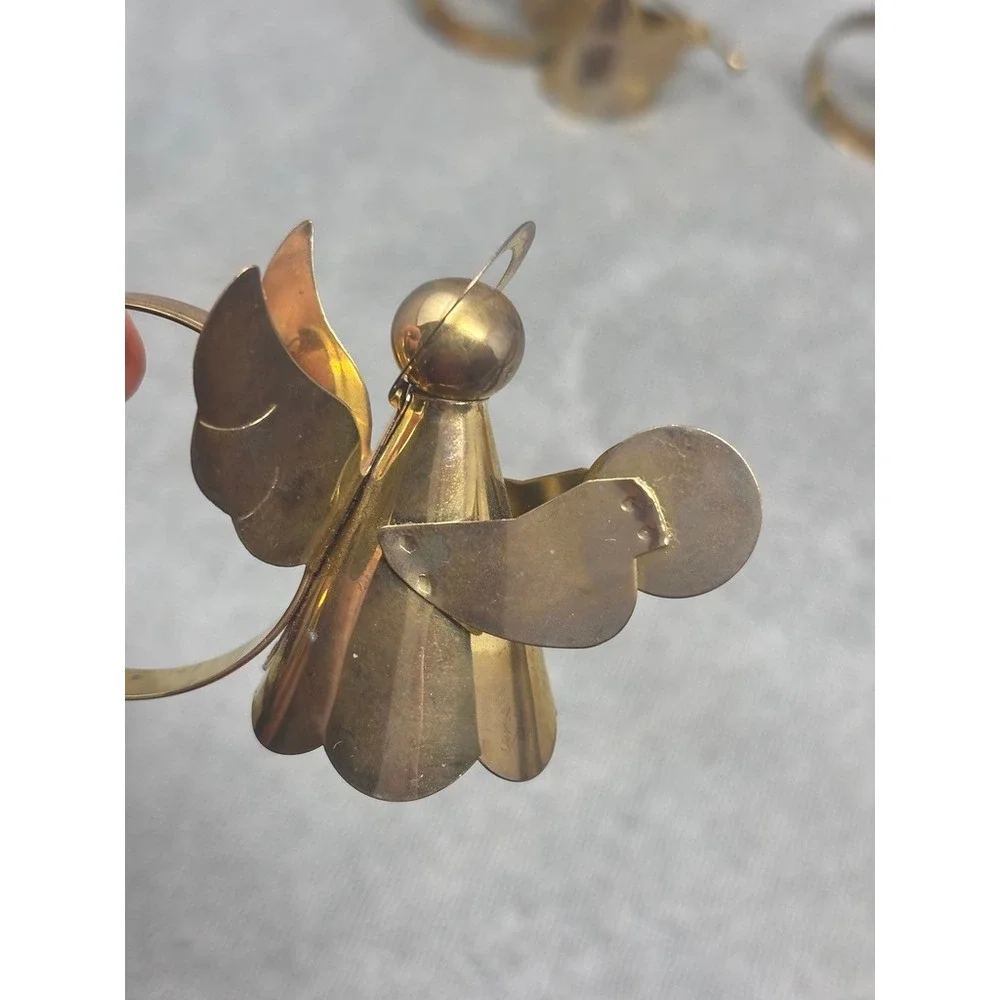 Vintage Brass Angel Napkin Rings Set of 4 Gold Christmas Holiday Table Decor‎
